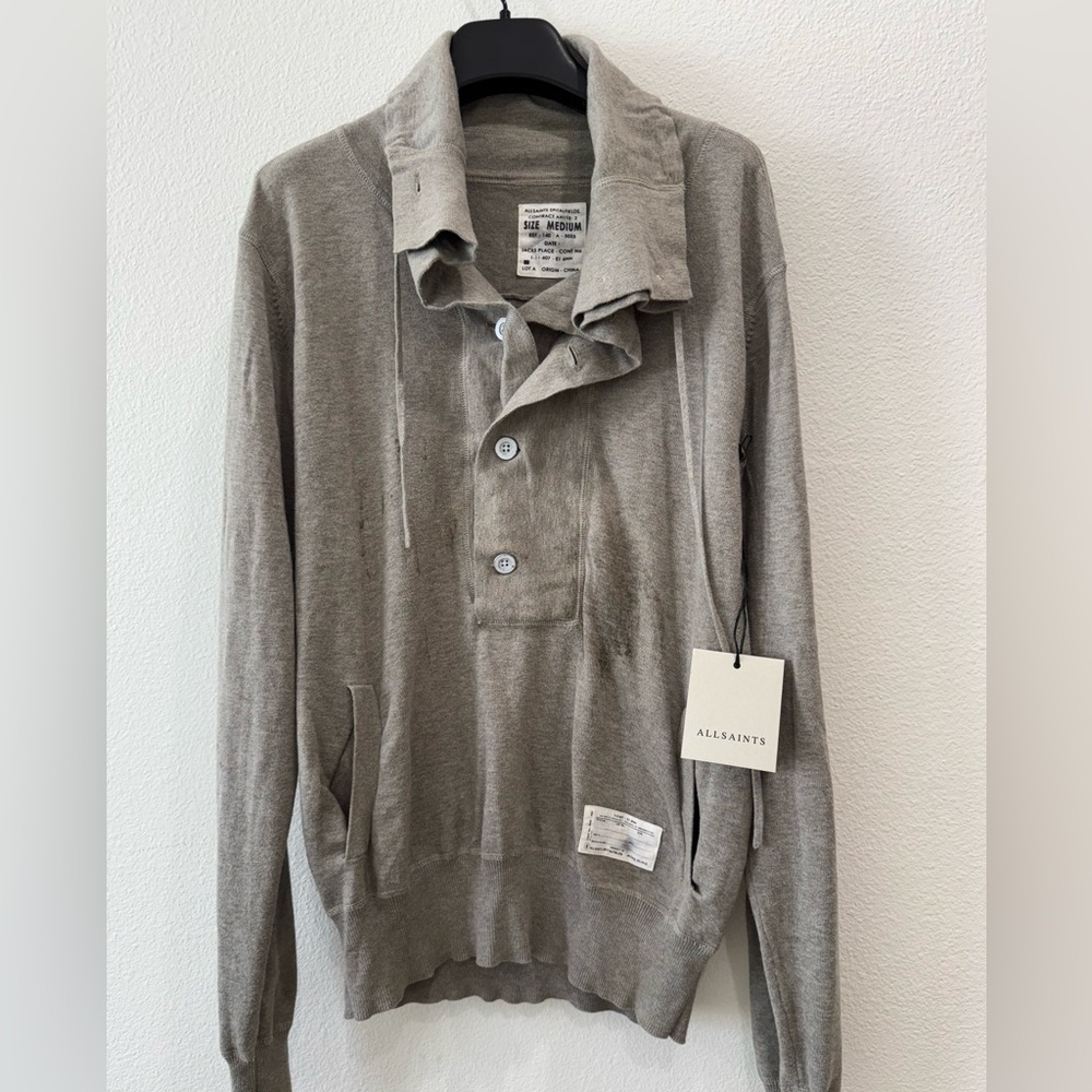 All Saints Unisex Knit Button Up Pullover